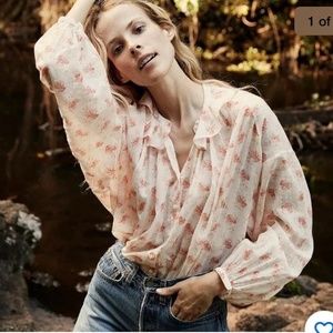 Doen Rosebay Top in White Poppy Print Floral